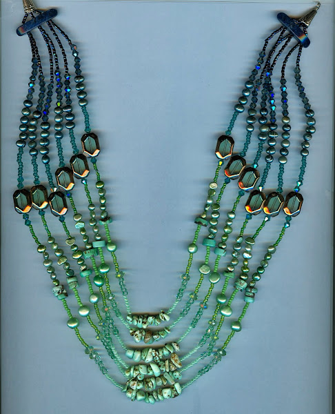 Necklace with layers of green
