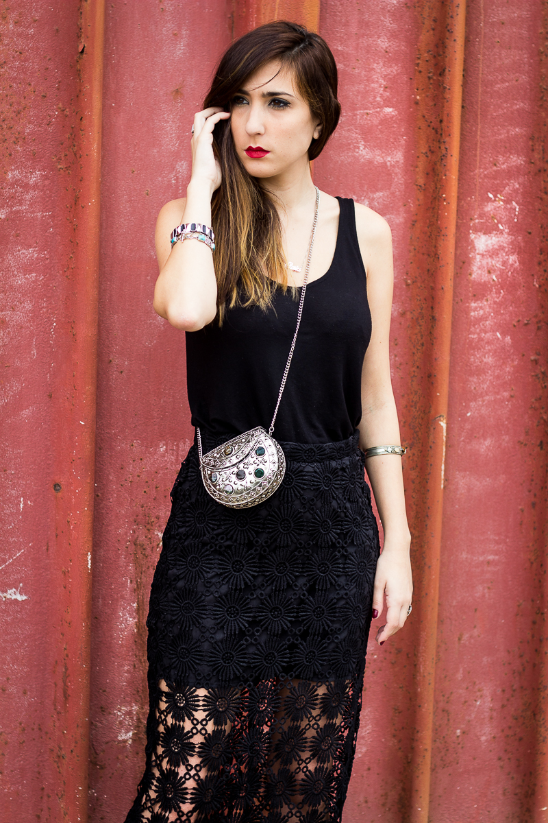 A-Line Midi Dress with Crossbody Bag