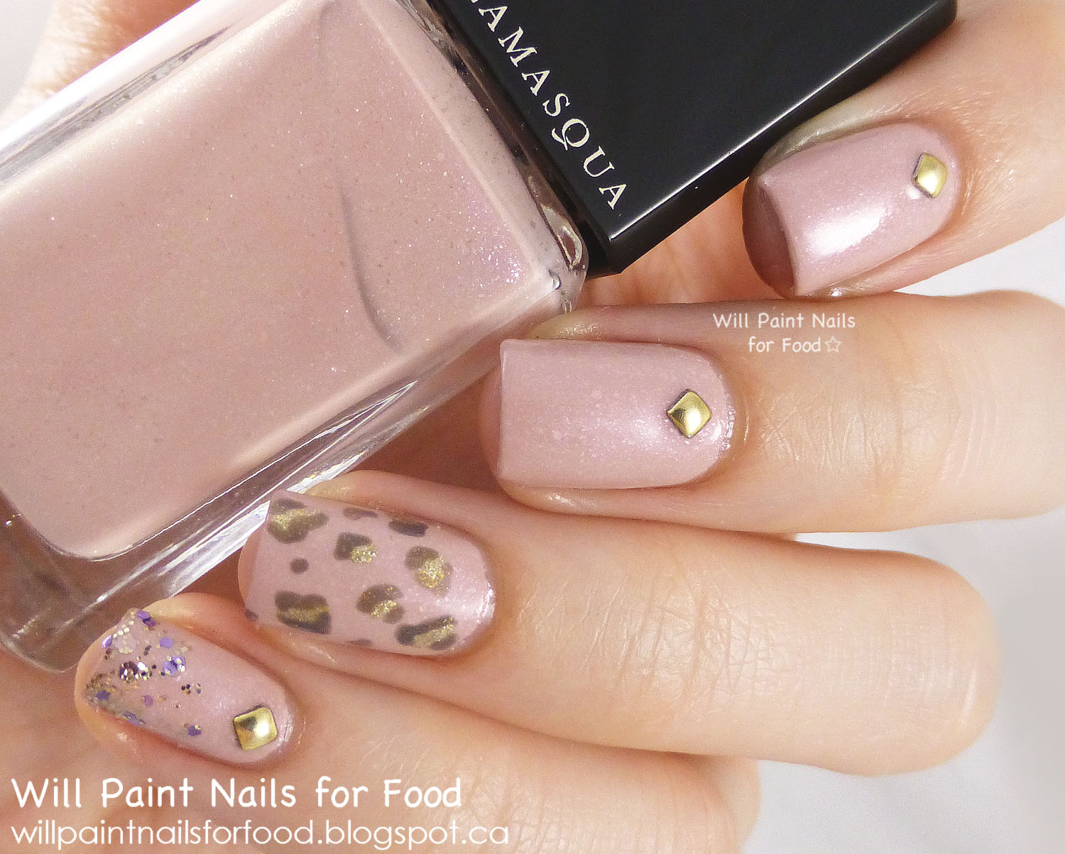 Will Paint Nails for Food Pink Raindrops Delicate Leopard Print