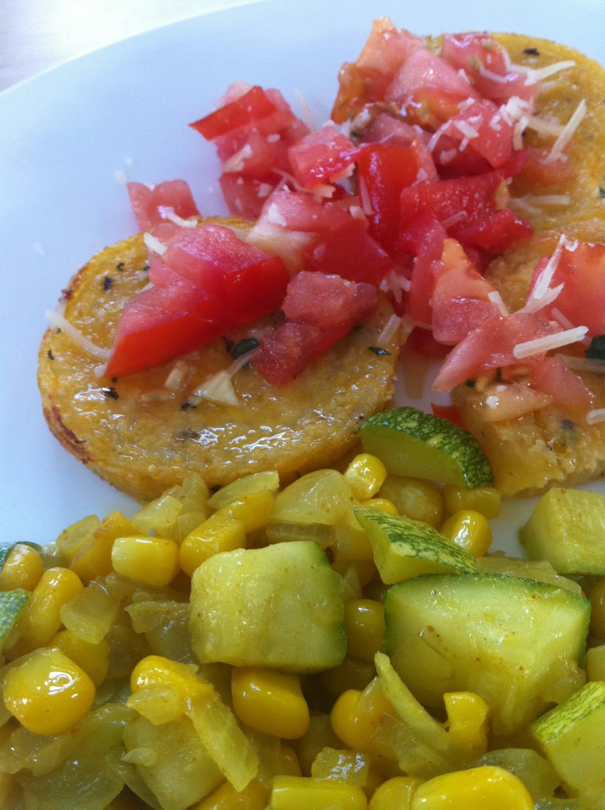 Menu Madness Grilled Polenta with Tomatoes and Curry Vegetables