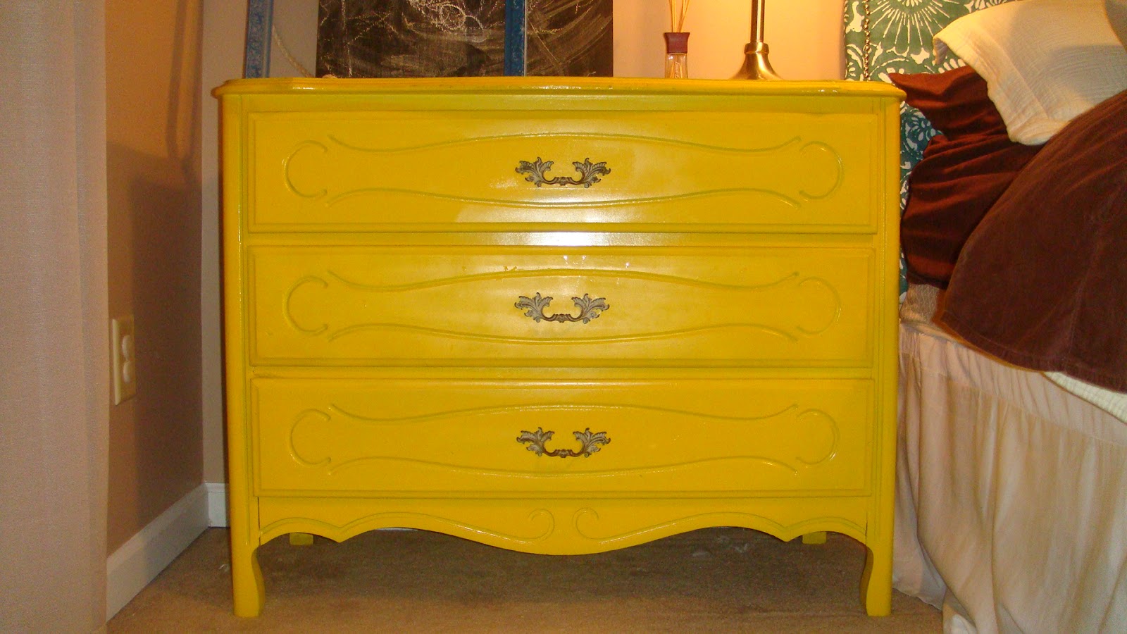 She is pulling double duty As chest of drawers and night stand Some Ikea Yellow Chest Of Drawers ~ She is pulling double duty As chest of drawers and night stand Some