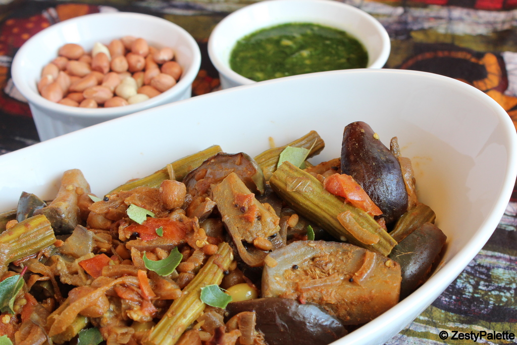 Cooks Joy Drumstick and Brinjal(Eggplant) Curry with Peanuts