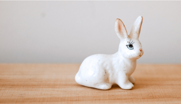 white porcelain bunny rabbit