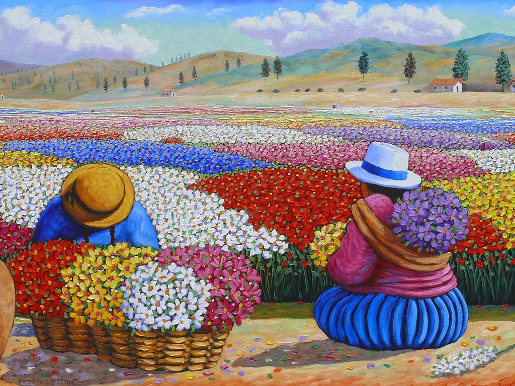 cuadros-con-espatula-peruanas-campesinas mujeres-indigenas-peruanas-cuadros-modernos