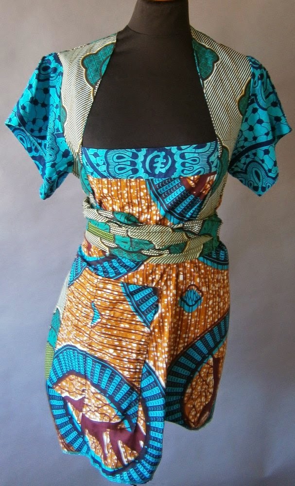 Mixed fabric Afri print boat neck dress