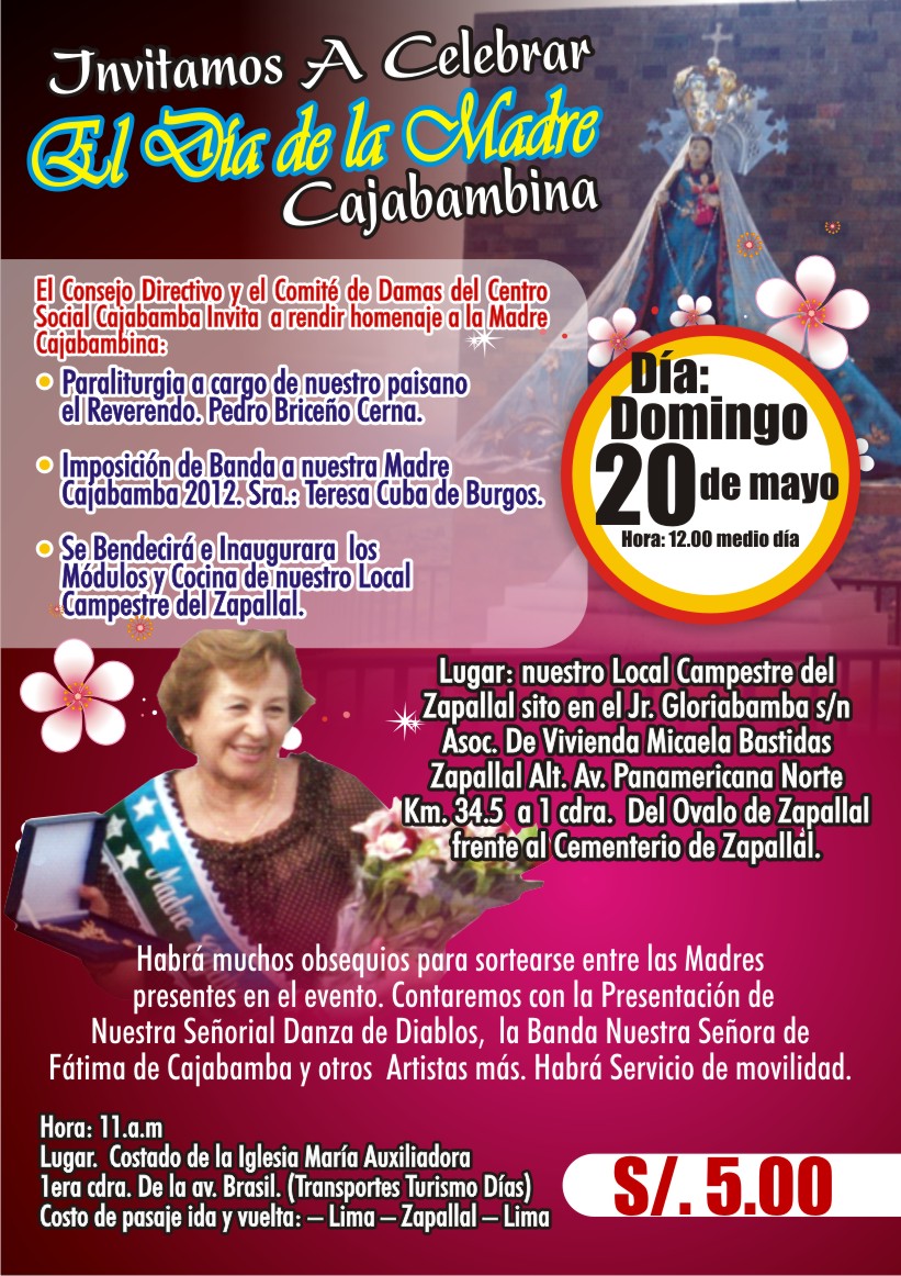 Invitación a celebrar el día de la madre en Lima