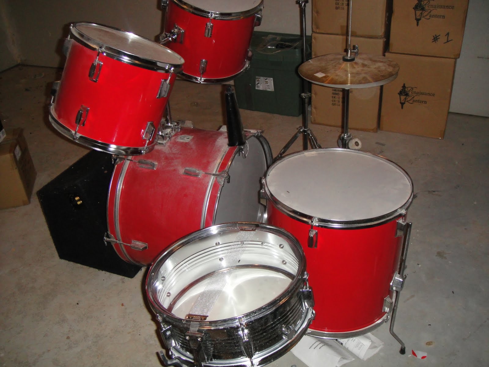 4 SALE Percussion Plus 5 Piece Drum Set Metallic Red 250.00