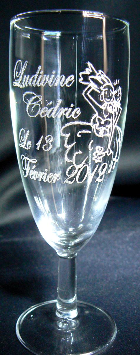 GRAVURE SUR VERRE,1.48€ Verre gravé,flute gravée,mariage,bapteme,cadeau