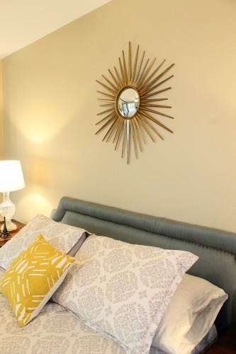 Gray, yellow, aqua midcentury bedroom. clever nest Gray, yellow, aqua midcentury bedroom. clever nest