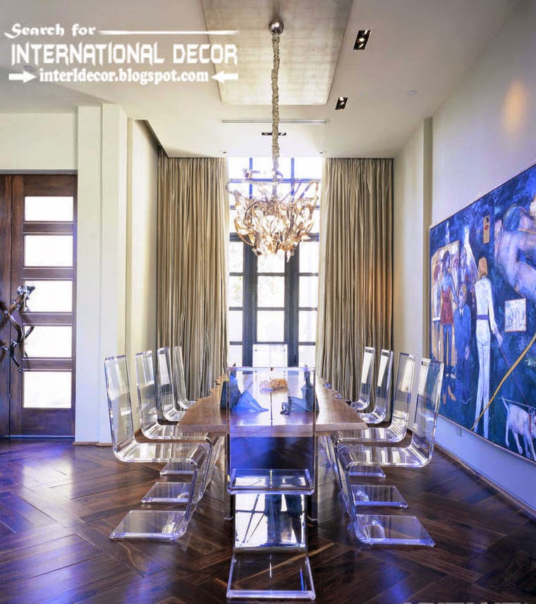 Contemporary dining room sets, ideas and furniture 2015, glass dining chairs