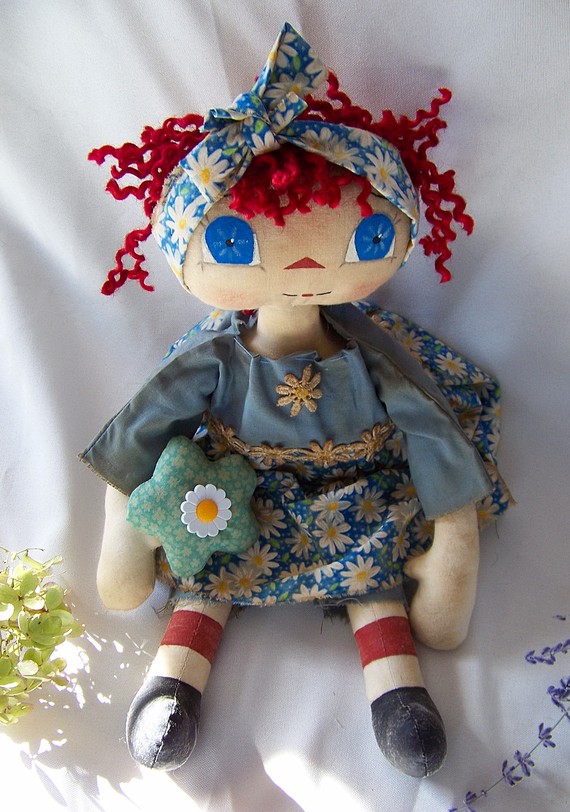 Handmade Teddy Bears and Raggedies Handmade Blue Eyed Raggedy Ann Doll
