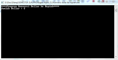 Program Converter Dolllar to Rupiah dollar to rupiah in C language