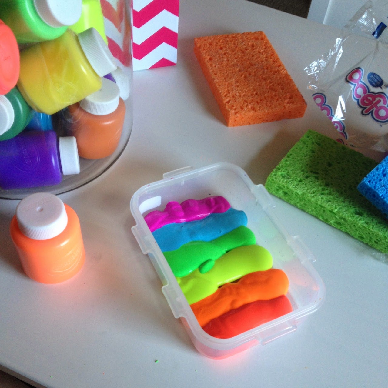 Schoolhouse Ronk Rainbow Sponge Painting