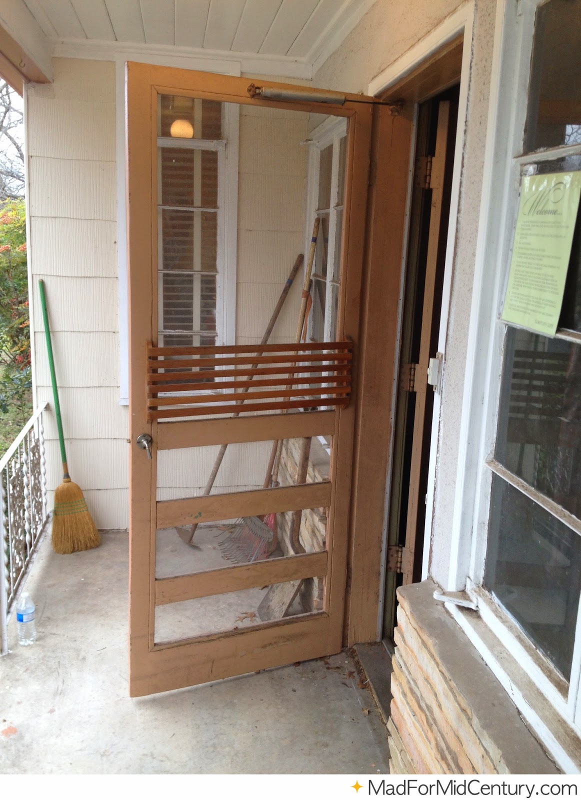 Mad for MidCentury Brown Vintage Screen Door on a MidCentury Home