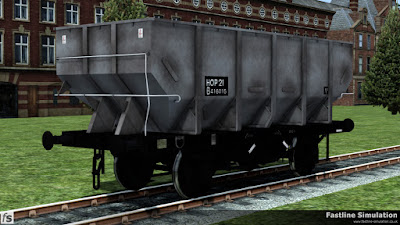 Fastline Simulation: A slighty grubby dia. 1/146 unfitted 21t coal Hopper in unfitted grey livery with un-boxed HOP 21 coding.