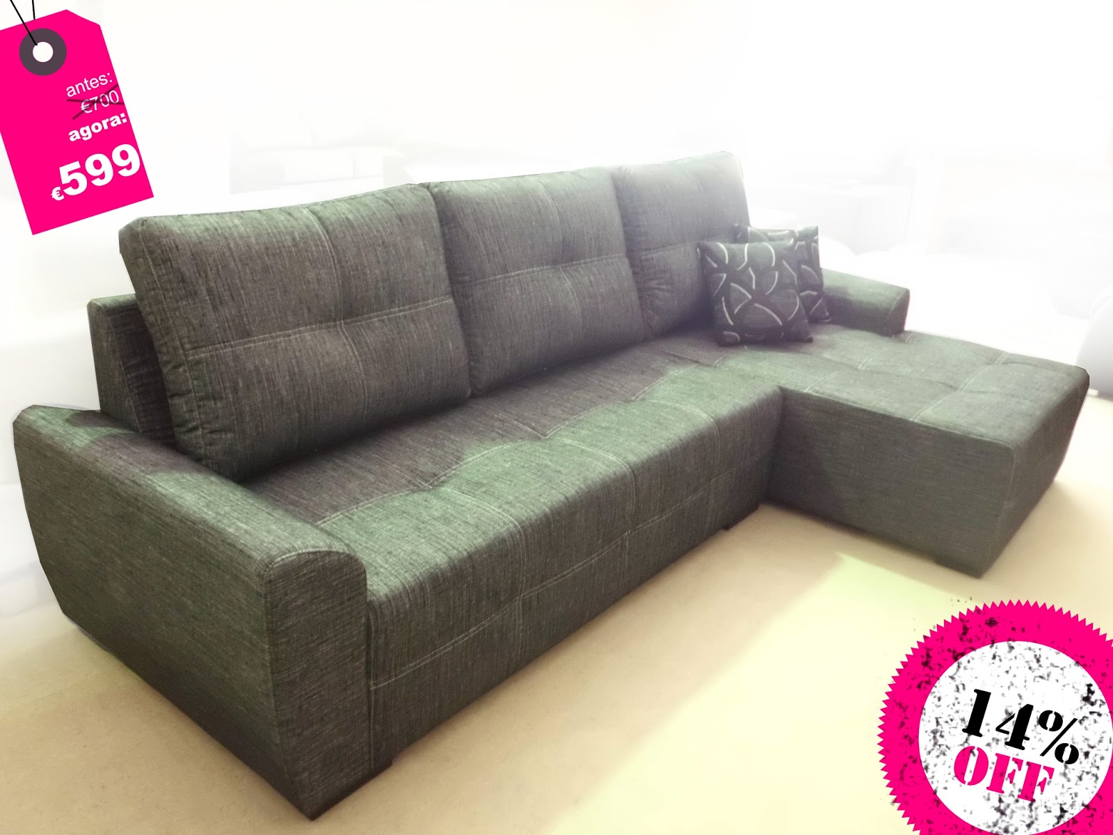 NOVO Sofá 3 Lugares + Chaiselong Só Sofás