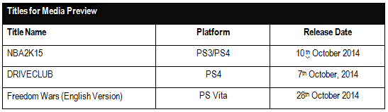The latest games, DriveClub (PS4 game), Freedom Wars(PS Vita game), and NBA2K15(PS4/PS3 Game) The latest games, DriveClub (PS4 game), Freedom Wars(PS Vita game), and NBA2K15(PS4/PS3 Game)