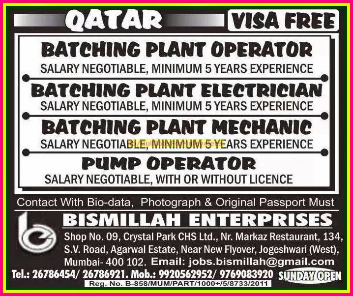 Qatar different job opportunities Visa Free Gulf Jobs for Malayalees