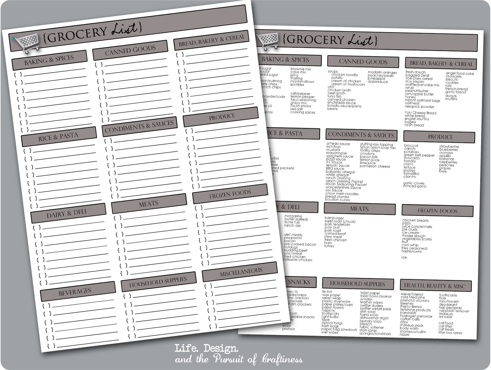 life design and the pursuit of craftiness printable grocery list