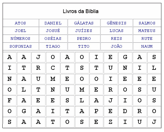 Caça-Palavras – Personagens da Bíblia –