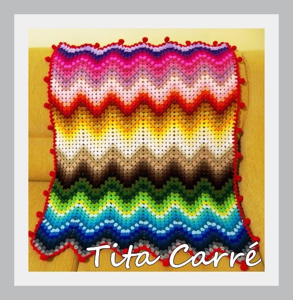 Colcha Zig-Zag Multicolorida em crochet
