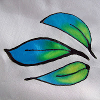 Leaves painted on silk fabric