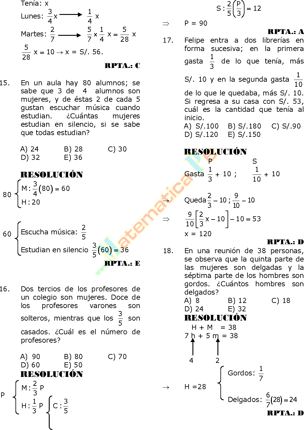 Problemas+De+Fracciones+Resueltos FRACCIONES EJERCICIOS RESUELTOS DE RAZONAMIENTO MATEMÁTICO ...