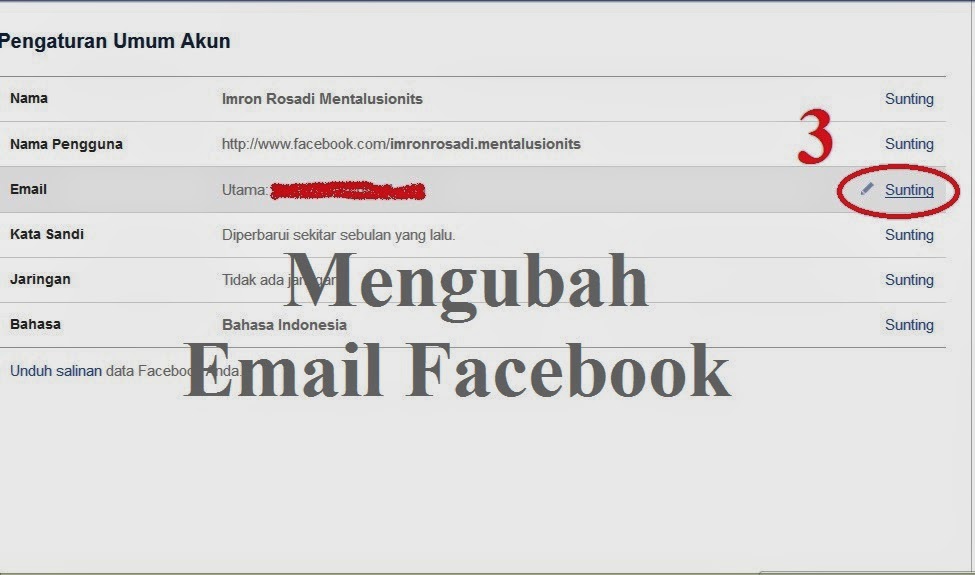 cara mengubah email facebook