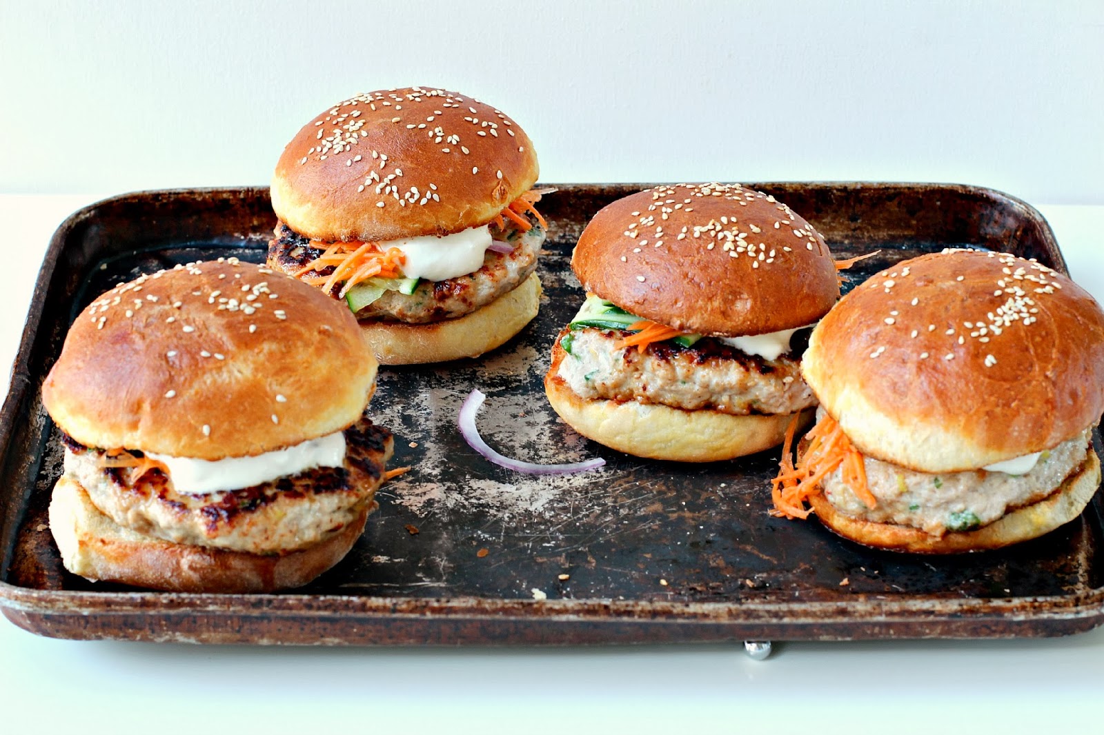 Milk and Honey Spicy Chicken Burgers with Wasabi Yoghurt Sauce