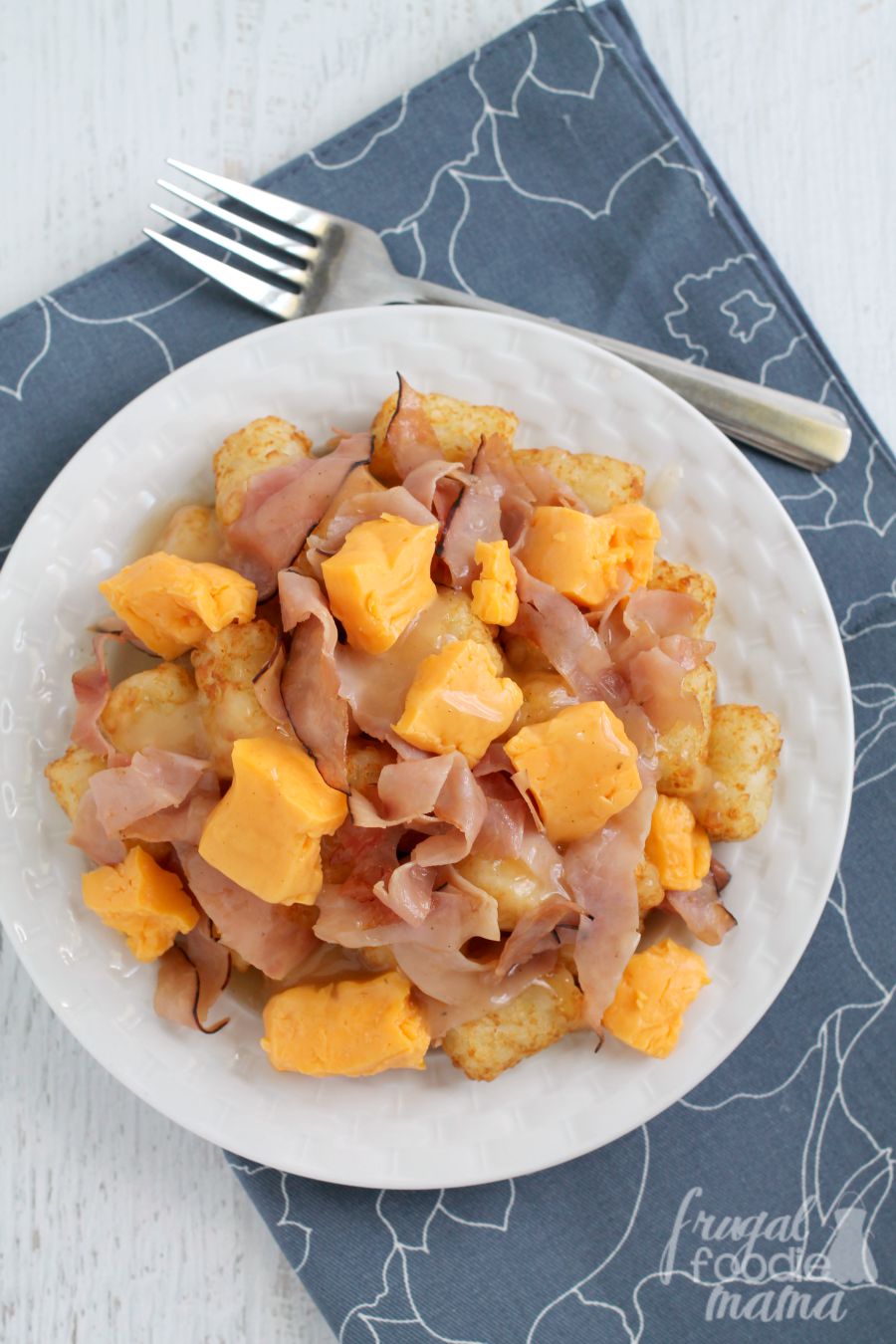 Frugal Foodie Mama Ham & Cheese Tater Tot Poutine