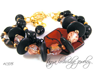 Agate, Onyx, Czech Glass & Gold Vermeil Bracelet