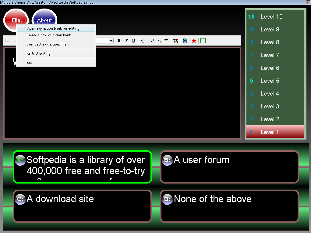 multiple choice maker Easyquizzy lets you create offline tests and quizzes of any complexity with polar ( yes-no) question, multiple choice, multiple response, sequence, matching,. multiple choice maker Easyquizzy lets you create offline tests and quizzes of any complexity with polar ( yes-no) question, multiple choice, multiple response, sequence, matching,.