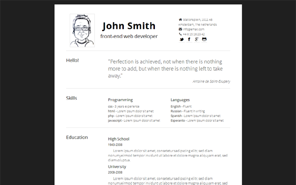Best 15 Bootstrap 3 Resumes And Cv Templates My Webtricks Best 15 Bootstrap 3 Resumes And Cv Templates My Webtricks