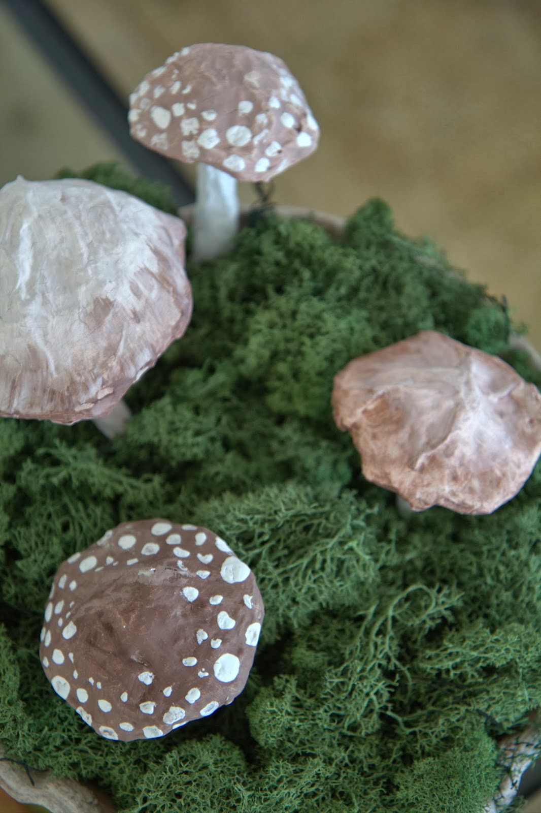 Nora's Nest Paper Mache Mushrooms