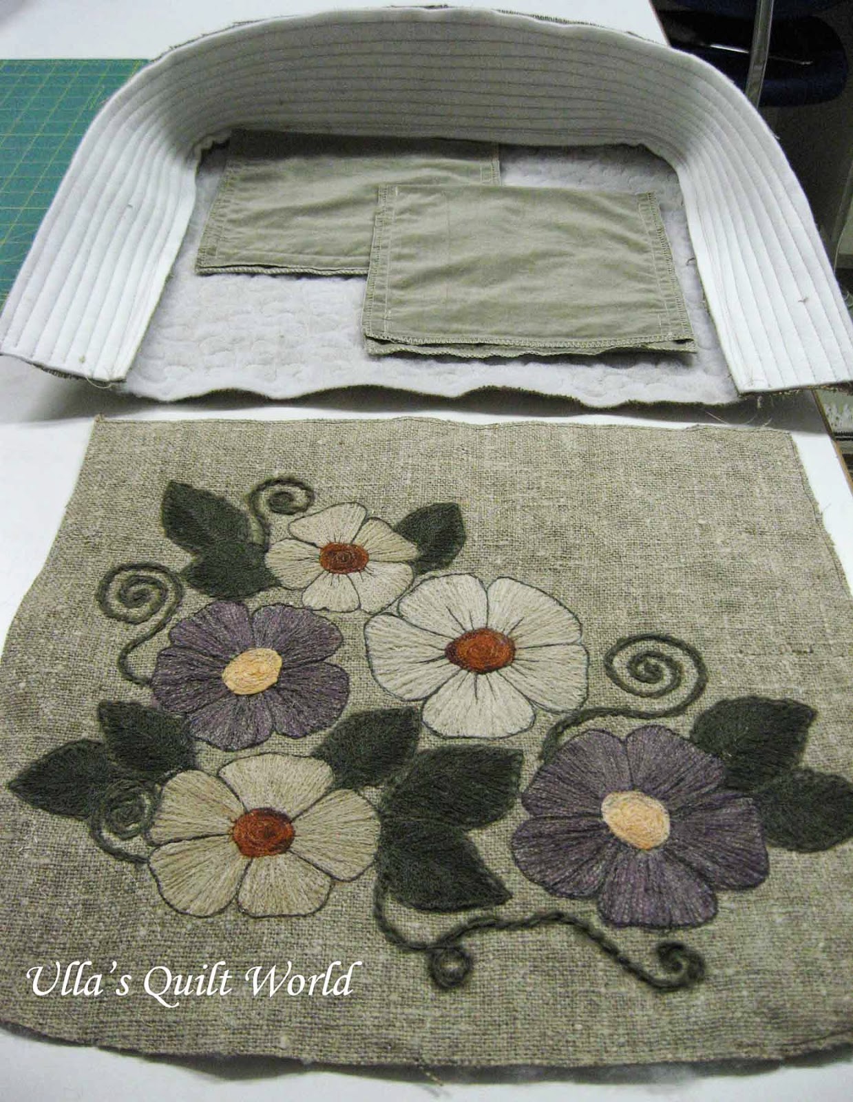 Ulla's Quilt World Quilted applique bag, flowers