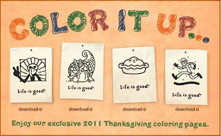 Free Life is Good 2011 Thanksgiving Coloring Pages