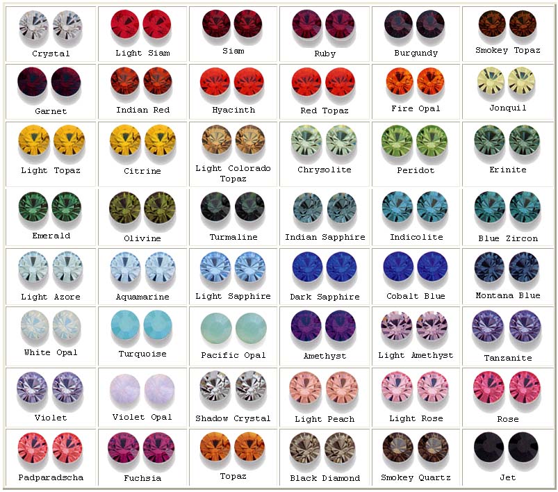 swarovski crystal necklace color chart