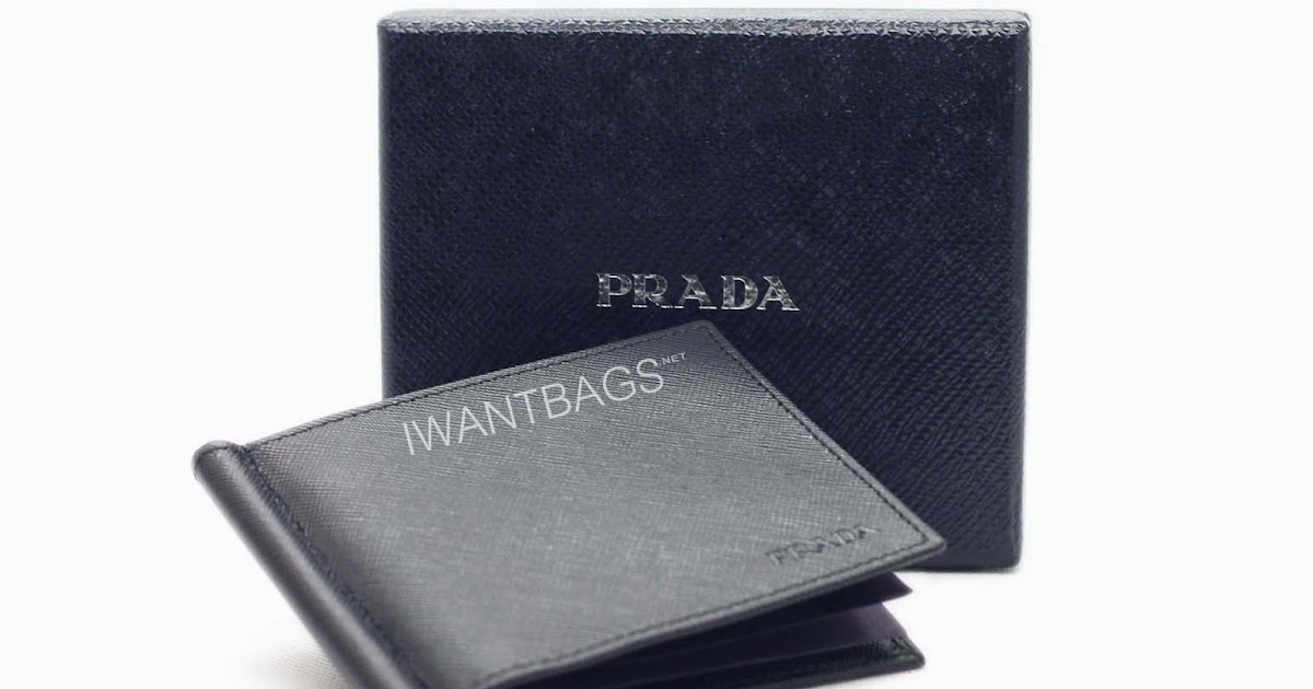 Prada 2M1077 Saffiano Bifold Credit Card Holder/Money ClipBlack