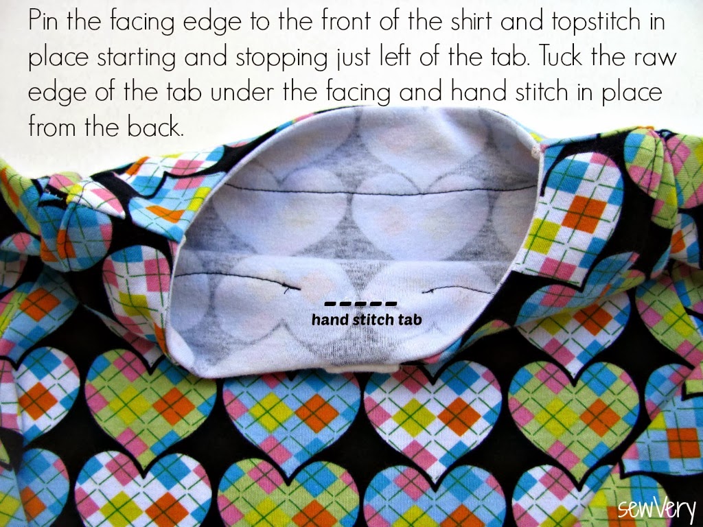 sewVery Turn a Shirt Facing into a Faux Collar