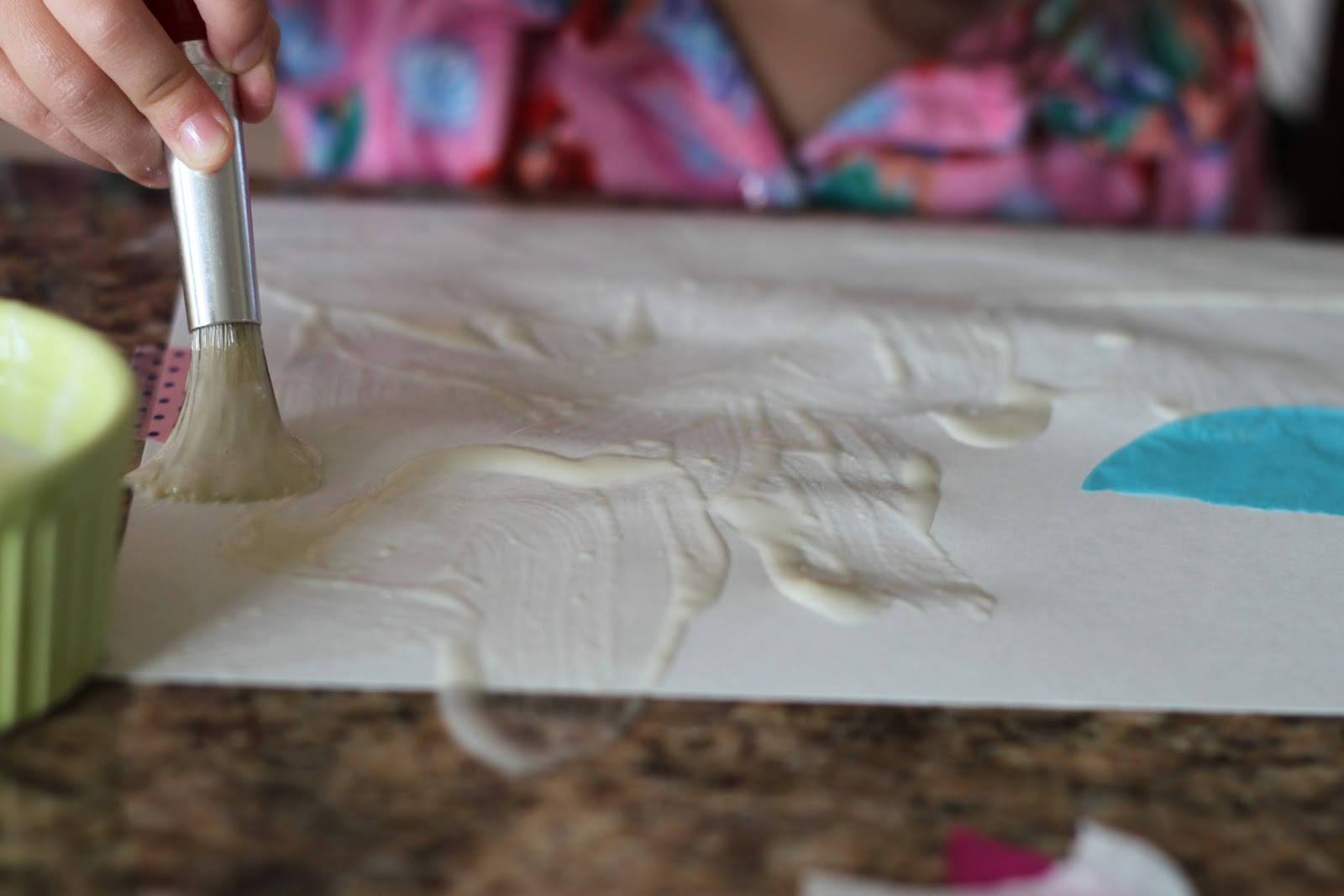 Playing House Gluing and Painting Tissue Paper