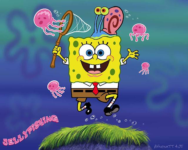 spongebob squarepants hunter jellyfish with garry snail wallpaper logo picture funny  cover