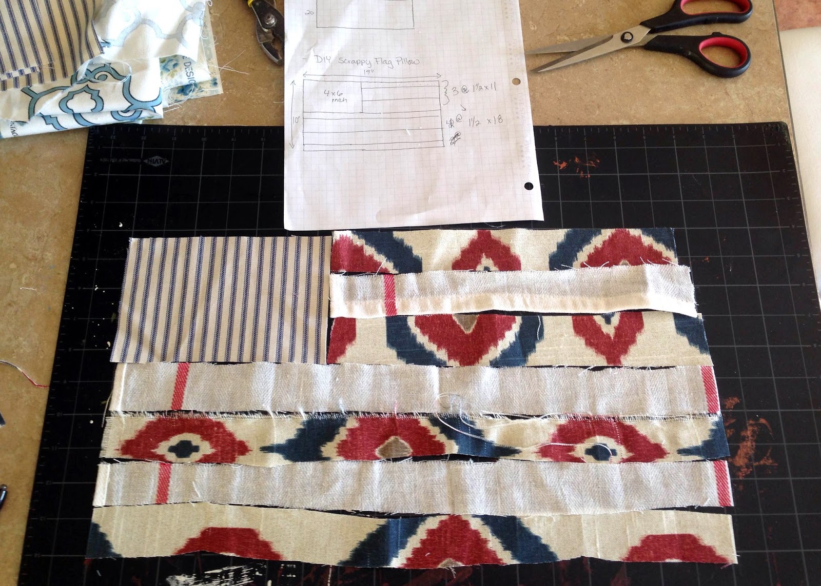 Step by Step instructions to make your own Scrappy Flag Pillow
