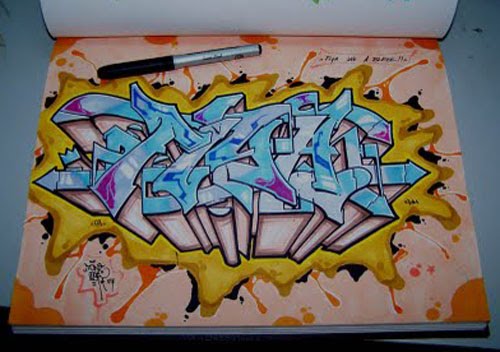 Grafity Font Sketch Wildstyle Graffiti Letters On Paper Green Color