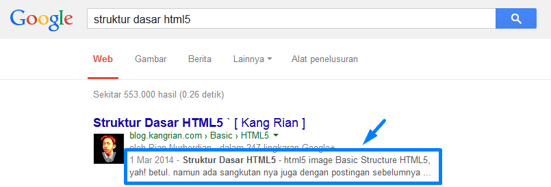 Mengaktifkan Deskripsi Penelusuran pada Postingan Blogger.
