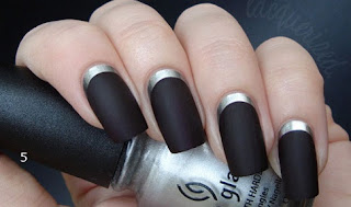 uñas plateadas con negro unas plateadas con negro