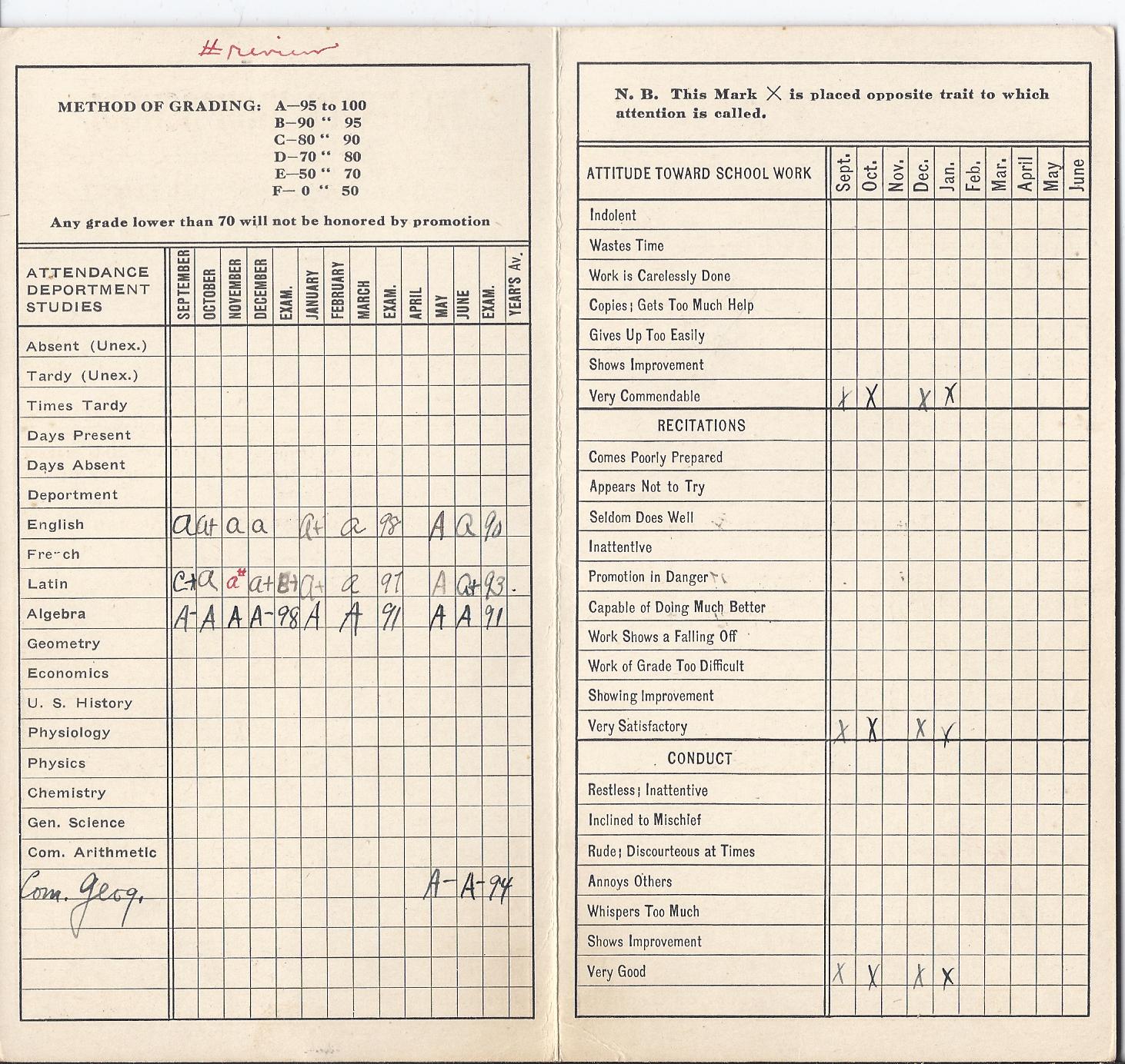 school report card template
