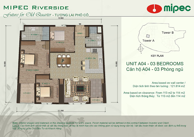 Mặt bằng căn A04 chung cư Mipec Riverside