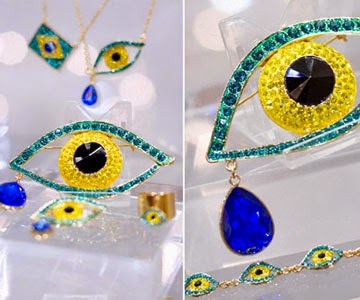 Coleção joias Brazilian Eyes pulseiras, anéis, colares, com as cores da bandeira Brasil coleção joias Brazilian Eyes olhos Brasil pulseiras anéis brincos colares com as cores bandeira Brasil