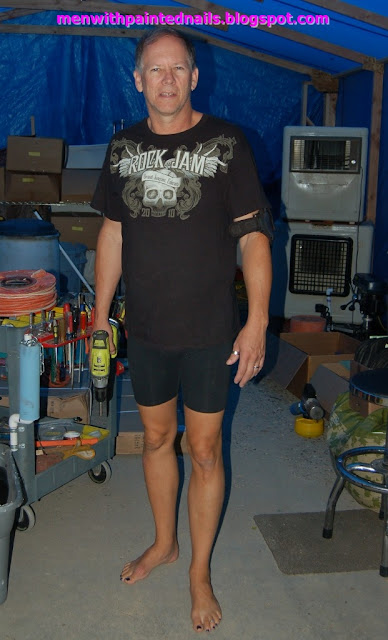 Me at home with painted toes showing my normal look, full body full body pic of man with painted toes