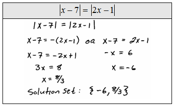 What is a solution set?